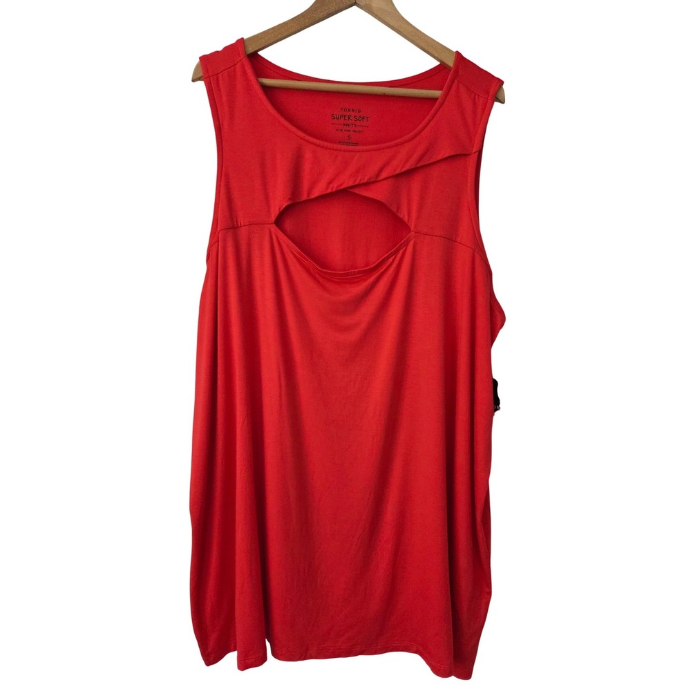 Torrid Super Soft Knits Cutout Tank Top Size 5 5X 28 Tomato Red‎ NWT